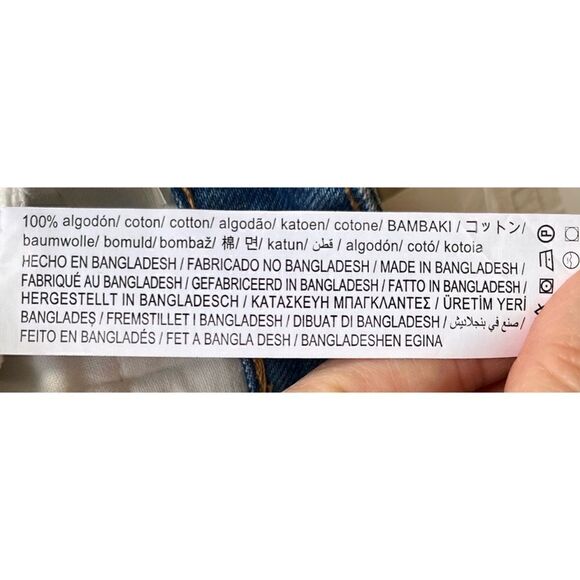 NWT Zara Blue & White Color Block Distressed Button Fly Denim Shorts, Size 0 - Picture 12 of 12